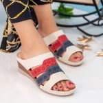 Frauen A137 Beige-blau-rot | Mode
