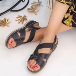 Frauen f80 schwarze Sandalen Ein Logo