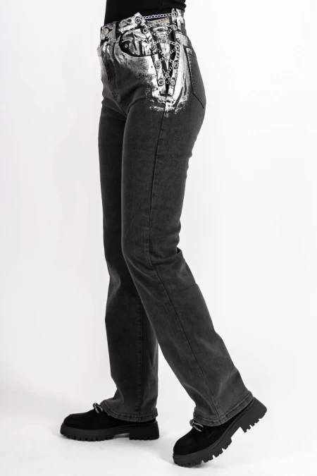 Frauen Jeans 888-3 Black-Silver Kikiriki