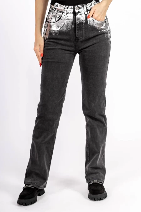Frauen Jeans 888-3 Black-Silver Kikiriki