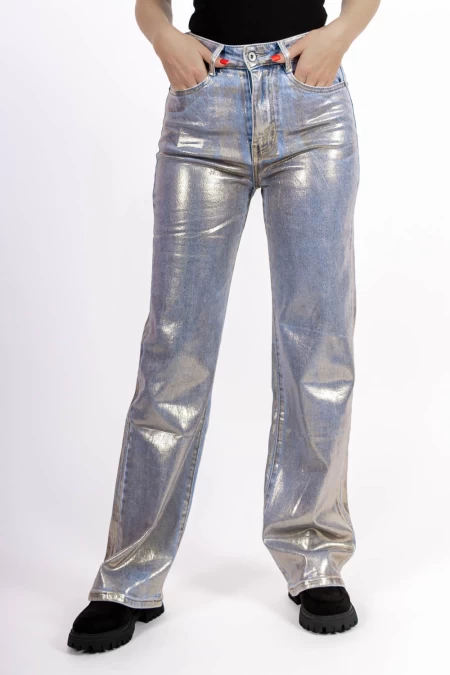 Frauenhose HM6538-1 Blau-Gold Kikiriki