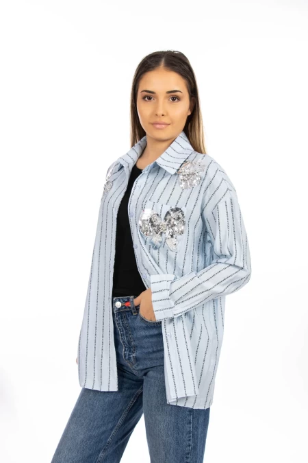 Frauen C9668 Blue T -Shirt Kikiriki