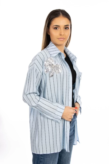 Frauen C9668 Blue T -Shirt Kikiriki