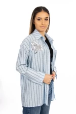 Frauen C9668 Blue T -Shirt Kikiriki
