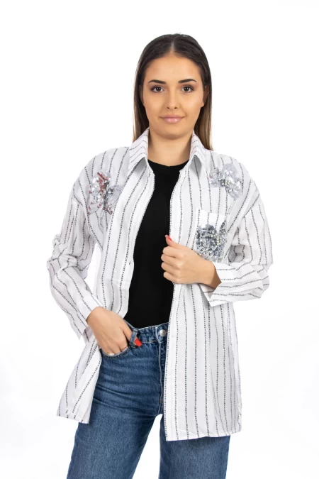 Frauen C9668 T -Shirt Weiß Kikiriki