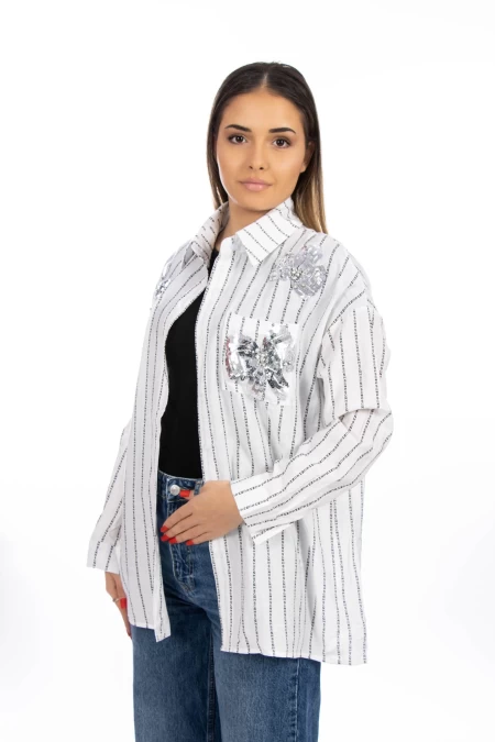 Frauen C9668 T -Shirt Weiß Kikiriki