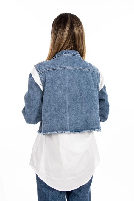 Frauen TR0506 Biały-blaues Hemd Kikiriki