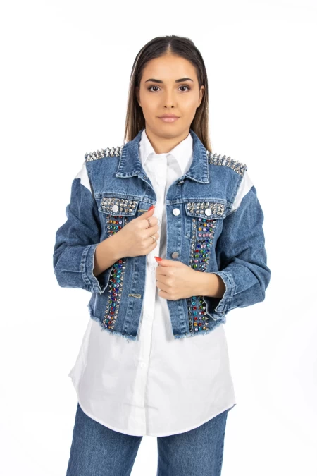 Frauen TR0506 Biały-blaues Hemd Kikiriki