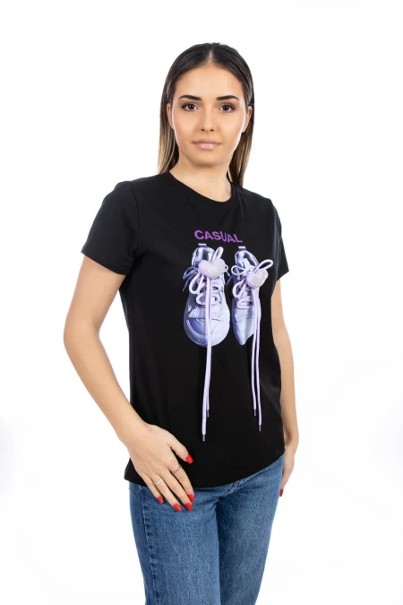 Frauen sc56 t -Shirt schwarz Kikiriki