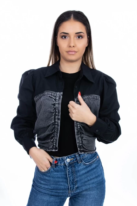 Frauenhemd W18360 Schwarz Kikiriki