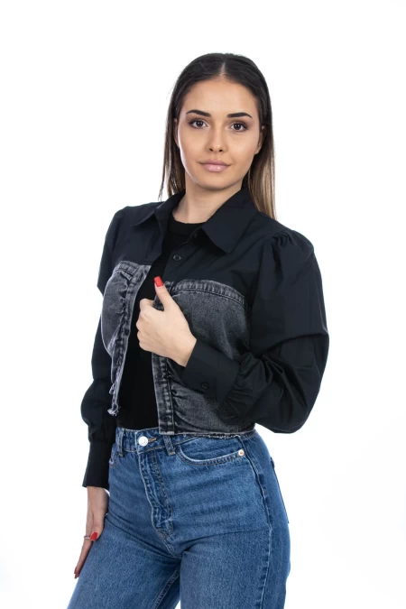 Frauenhemd W18360 Schwarz Kikiriki