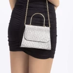 Handtasche 718 Black-Silver Mei