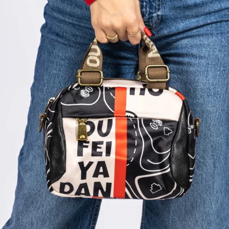Handtasche 6620 Black-Beży-rot Mei