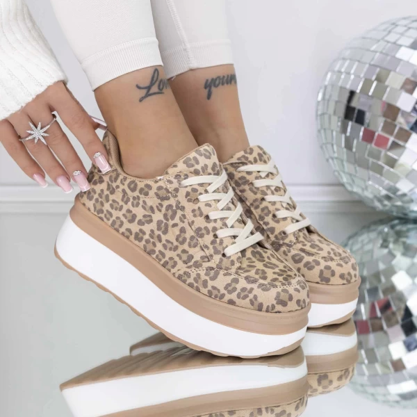 Frauen -Sneaker 3WL198 Beige Leopard | Mei