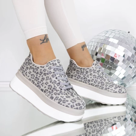 Damen -Sneaker 3WL198 GRAY Leopard | Mei