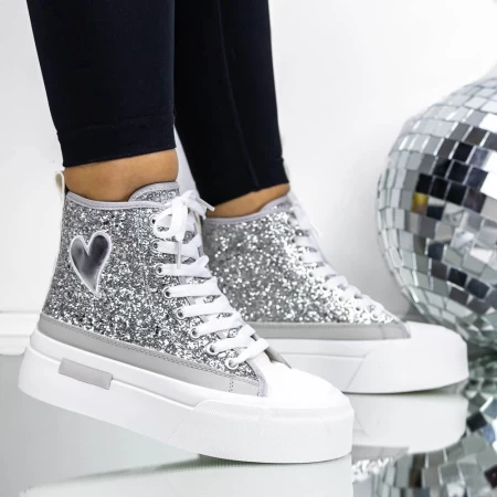 Frauenstiefel im Frühjahrs-Jesień 3b29 Silber Mei