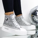 Frauenstiefel im Frühjahrs-Jesień 3b29 Silber Mei