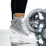 Frauenstiefel im Frühjahrs-Jesień 3b29 Silber Mei
