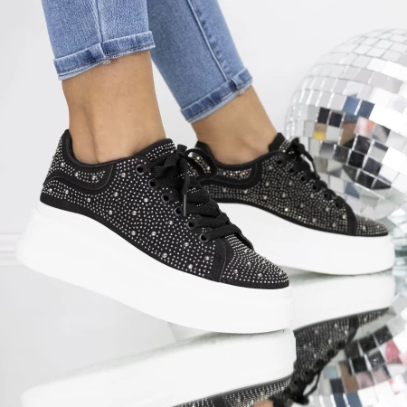 Frauen-Sneaker 3B33 Black-Biała | Mei
