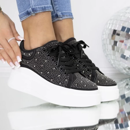 Frauen-Sneaker 3B33 Black-Biała | Mei