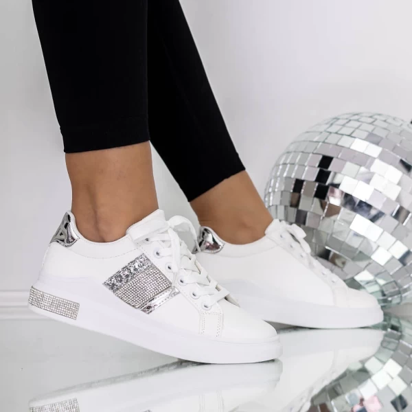 Frauen -Sneaker 3b31 Weiß und Silber Mei