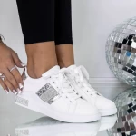 Frauen -Sneaker 3b31 Weiß und Silber Mei