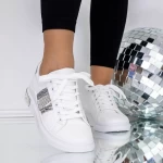 Frauen -Sneaker 3b31 Weiß und Silber Mei