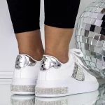 Frauen -Sneaker 3b31 Weiß und Silber Mei