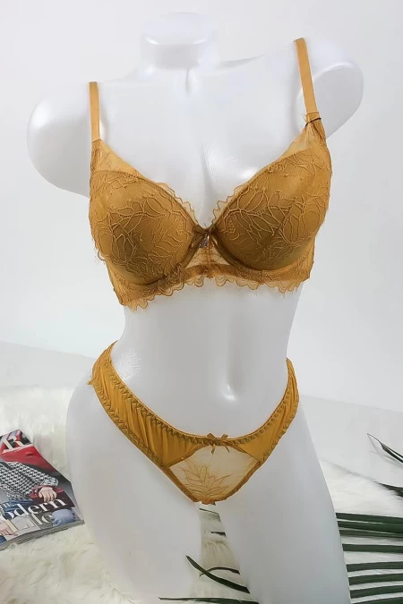 Dessous -Set - Feigen und BH - V36 Gelb Rosegirl
