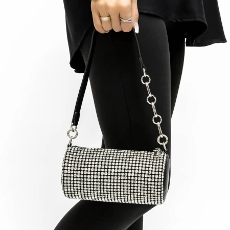 Handtasche 23016 Schwarz-Silver Mei