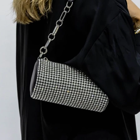 Handtasche 23016 Schwarz-Silver Mei