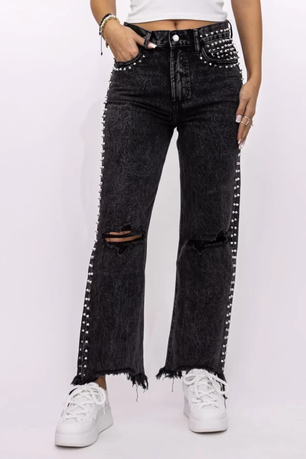 Frauen Jeans H2697 Schwarz Kikiriki