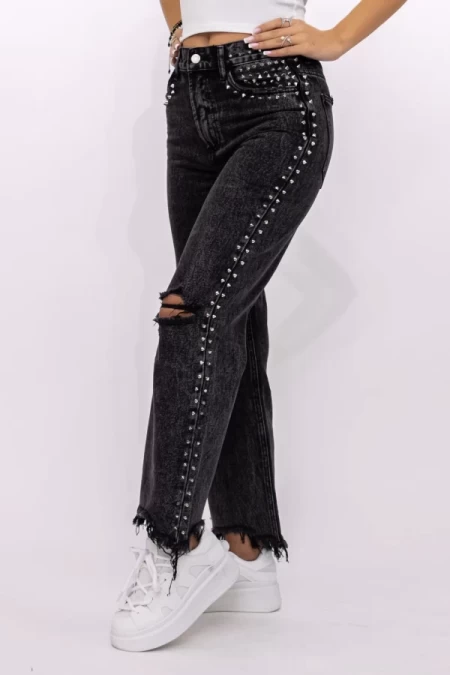 Frauen Jeans H2697 Schwarz Kikiriki