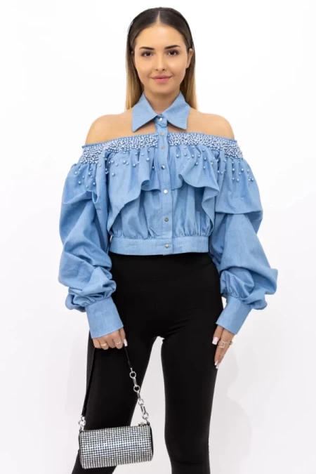 Frauenhemd a68397 Blau Kikiriki
