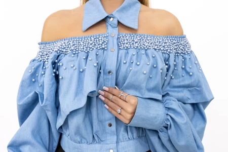 Frauenhemd a68397 Blau Kikiriki