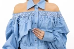 Frauenhemd a68397 Blau Kikiriki