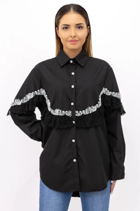 Frauenhemd 9667 Schwarz Kikiriki