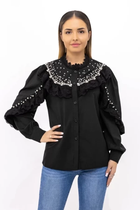 Frauenhemd 9575 Schwarz Kikiriki
