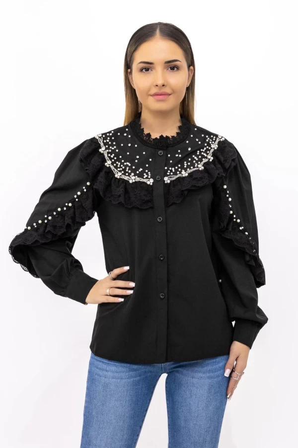 Frauenhemd 9575 Schwarz Kikiriki