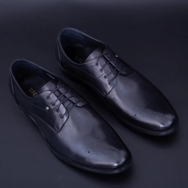 Herrenschuhe aus natürlichem Leder Y006A-26f Schwarz | Stephano
