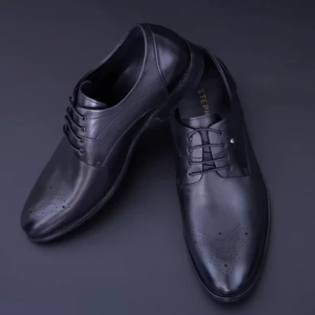Herrenschuhe aus natürlichem Leder Y006A-26f Schwarz | Stephano