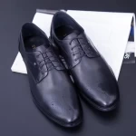 Herrenschuhe aus natürlichem Leder Y006A-26f Schwarz | Stephano