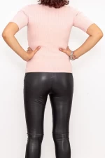 Frauenbluse mit kurzen Ärmeln QF5079-3 Pink | Mode