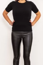 Frauenbluse mit kurzen Ärmeln QF5017-5 Schwarz | Mode