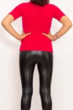Frauenbluse mit kurzen Ärmeln QF5017-5 Fuksja | Mode