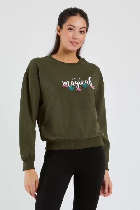 Frauen Sweatshirt 9099-1 Khaki | ADROM