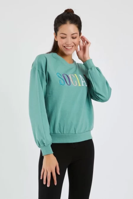 Frauen Sweatshirt 9099-2 Grün ADROM
