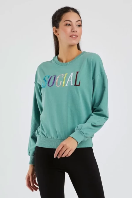 Frauen Sweatshirt 9099-2 Grün ADROM