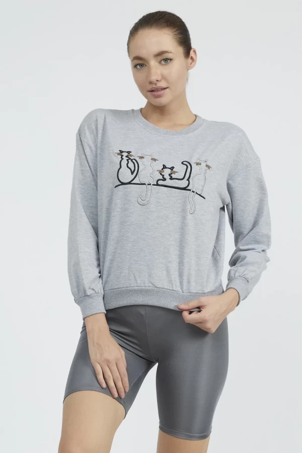 Frauen Sweatshirt 9099-6 Grau ADROM