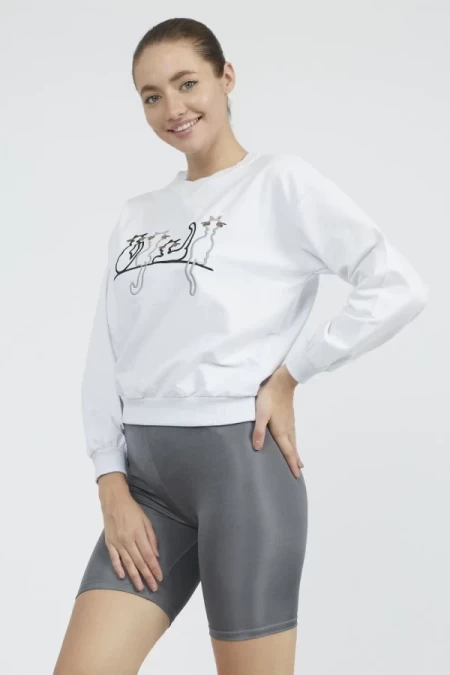 Frauen Sweatshirt 9099-6 Weiß ADROM